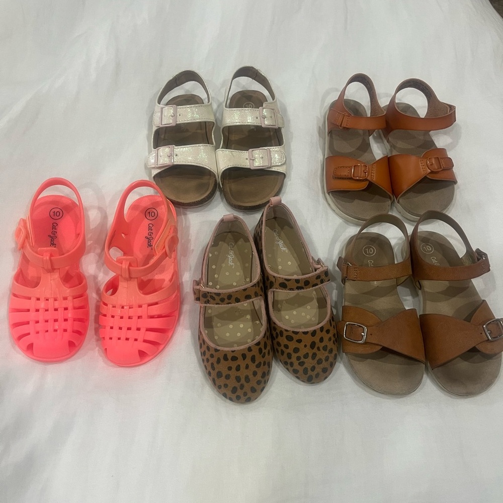 Kids Sandals Set - Pink, Brown, and Tan